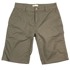 Dickies Relaxed Cargo Shorts Womens 8 Olive Green Utility Workwear Stretch